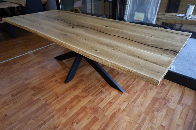 Esstisch Tisch +Massivholz Eiche VOLL 4cm +Baumkante +Epoxidharz