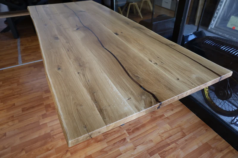 Esstisch Tisch +Massivholz Eiche VOLL 4cm +Baumkante +Epoxidharz