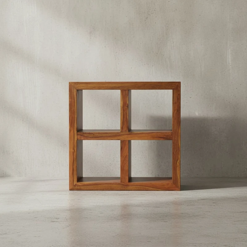 Standregal – Naturholz, Massiv, 4 Fächer, 82x82x34 cm