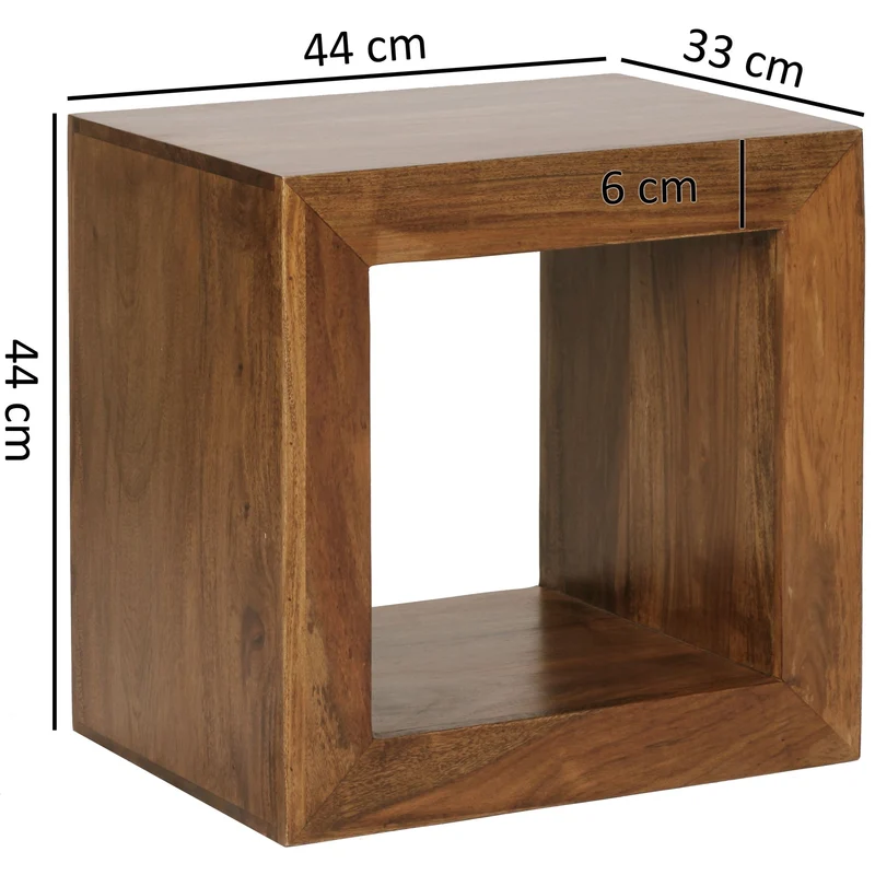 Standregal – Naturholz, 44x44x33 cm, handgefertigt, geradlinig