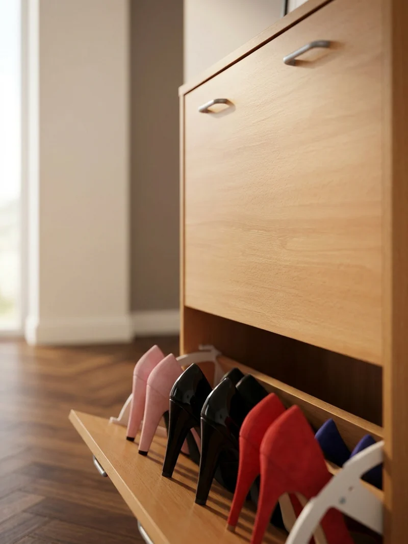 Schuhregal Holz für 20 Paar Schuhe mit offenen Fächern