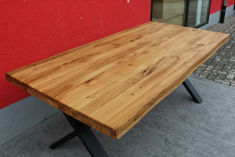 Esstisch + Massivholz Eiche 160cm bis 300cm + Baumkante + NEU auf LAGER