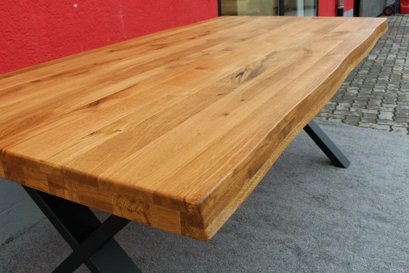 Esstisch + Massivholz Eiche 160cm bis 300cm + Baumkante + NEU auf LAGER