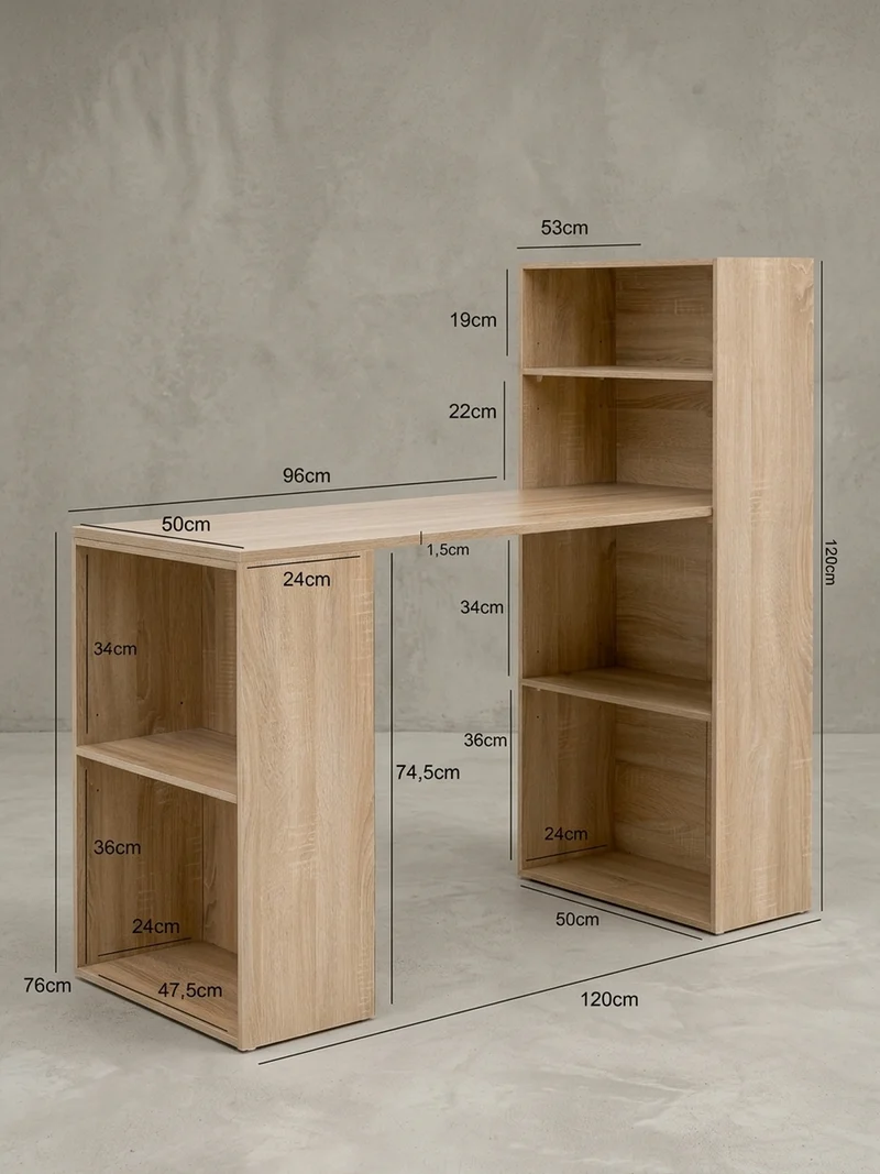 Schreibtisch mit variablem Regal