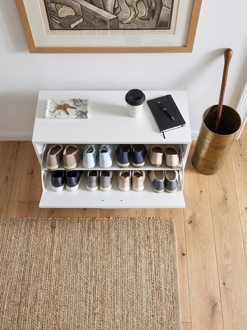 Schuhkipper aus Holz mit Ablage und 1 Fach