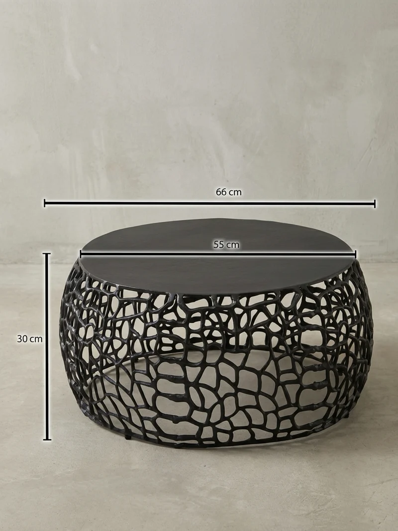 Couchtisch mit Aststruktur, lackiertes Aluminium, handgefertigt, Ablagefläche