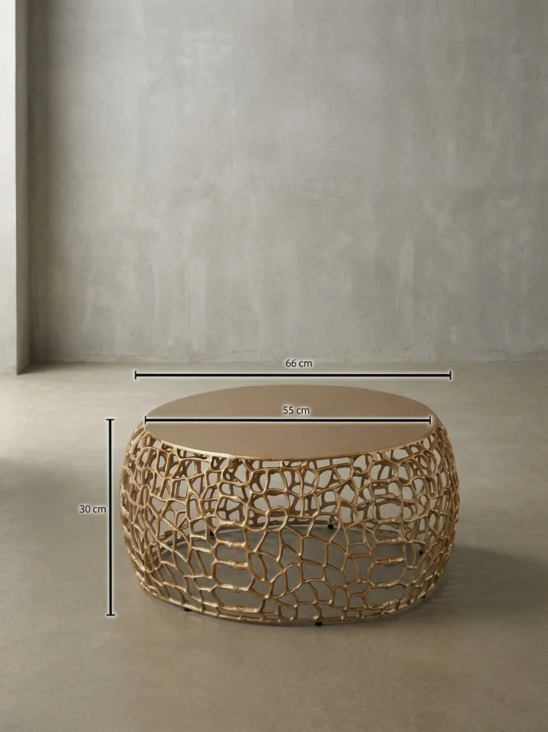 Couchtisch mit Aststruktur, lackiertes Aluminium, handgefertigt, Ablagefläche