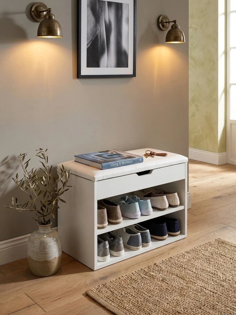 Schuhbank gepolstert mit Stauraum