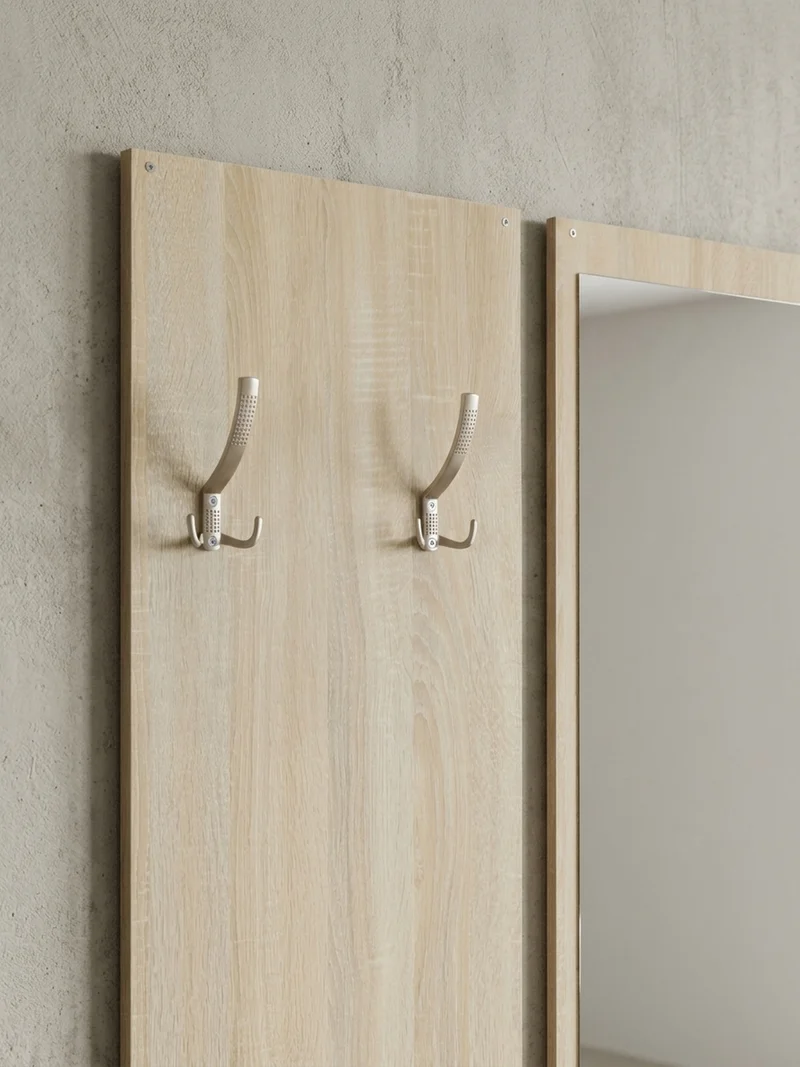 Wandgarderobe mit Spiegel, 10 Haken und Platz für 8 Paar Schuhe
