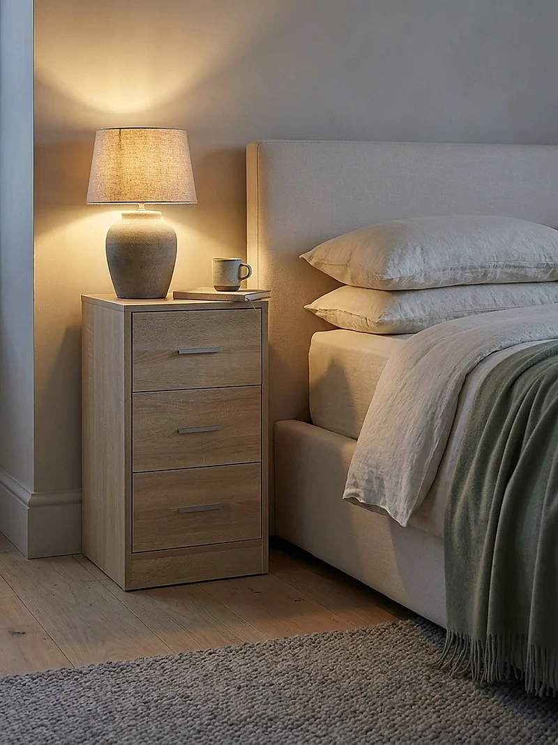 Nachttisch Holz 3 Schubladen Melaminbeschichtet Modern