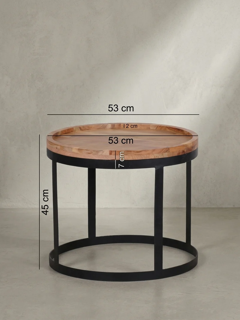 Beistelltisch 2er Set Massivholz Metallgestell Rund