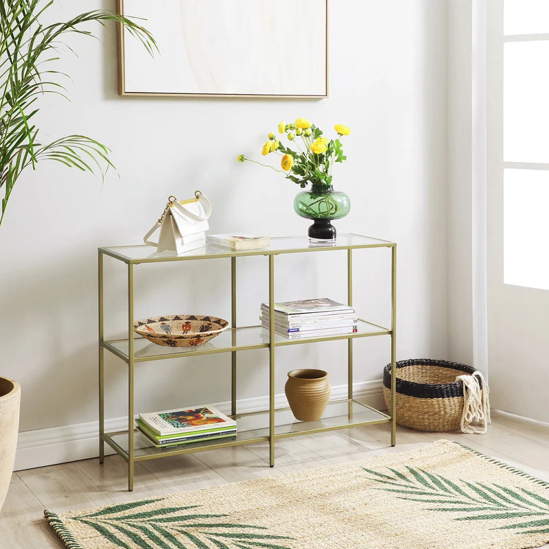 Console Table With Storage 39.4 Inch Console Table Metal Frame Console Table Thin Console Table Entryway Console Table Console Table With Shelves