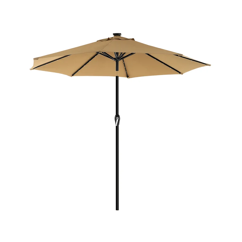Parasol de Jardín con Luces LED Sombrilla Protección UPF50+ Inclinable