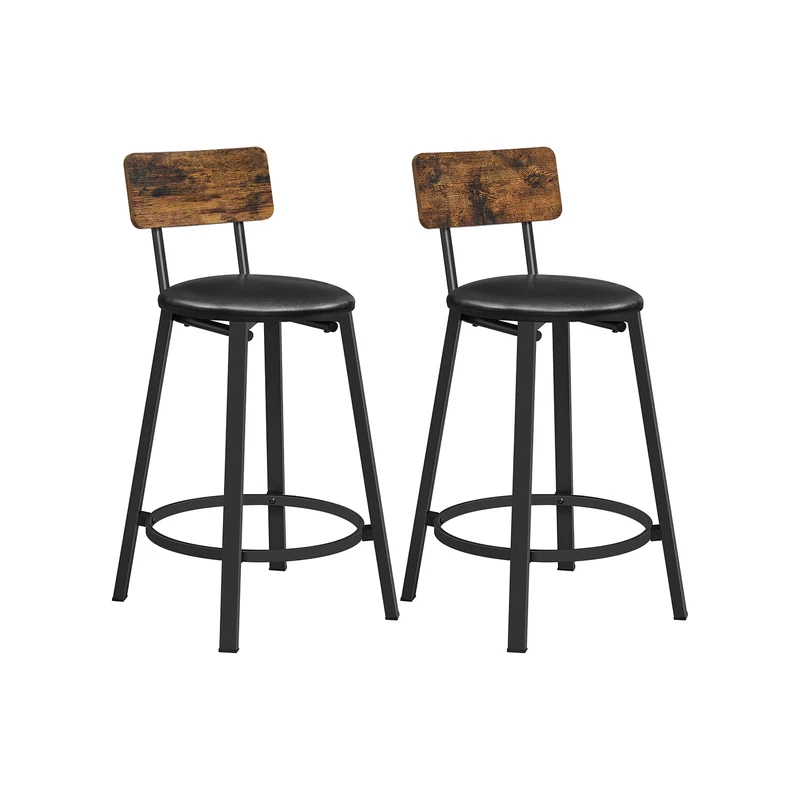 Taburetes de Bar de Barra Tapizados de PU Taburete Alto con Reposapiés