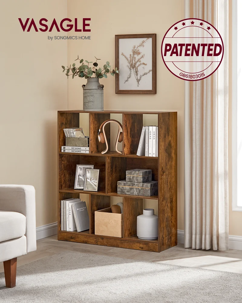 8-Cube Bookcase, Storage Bookshelf, Home Organizer Wood Cabinet, Brown