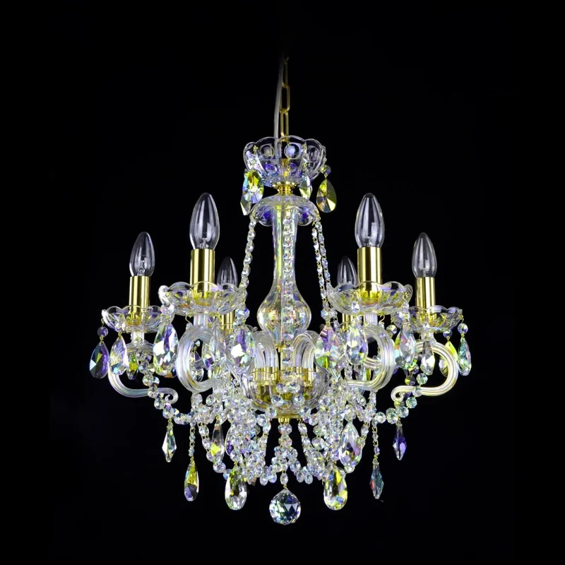 Casa Padrino Luxus Barock Kristall Kronleuchter Gold Ø 50 x H. 55 cm - Prunkvolle Messing Kronleuchter mit böhmischem Kristallglas - Barock Möbel - Edel & Prunkvoll