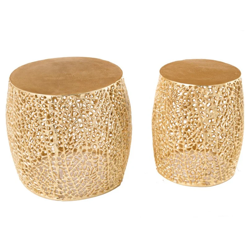 Extravagantes 2er Set Couchtisch RIXOS gold Metall Handarbeit