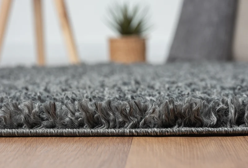 Hochflor Teppich SHAGGY dunkelgrau rund diverse Größen