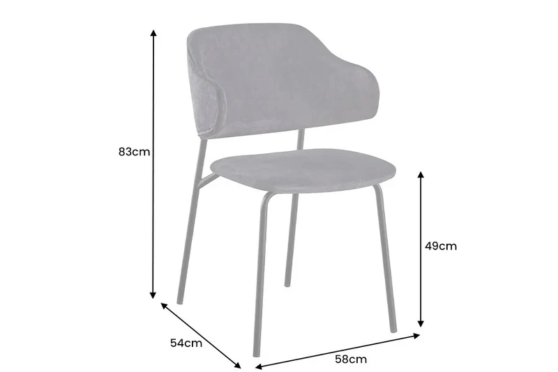 Moderner Stuhl MODA grau Samt Metallbeine