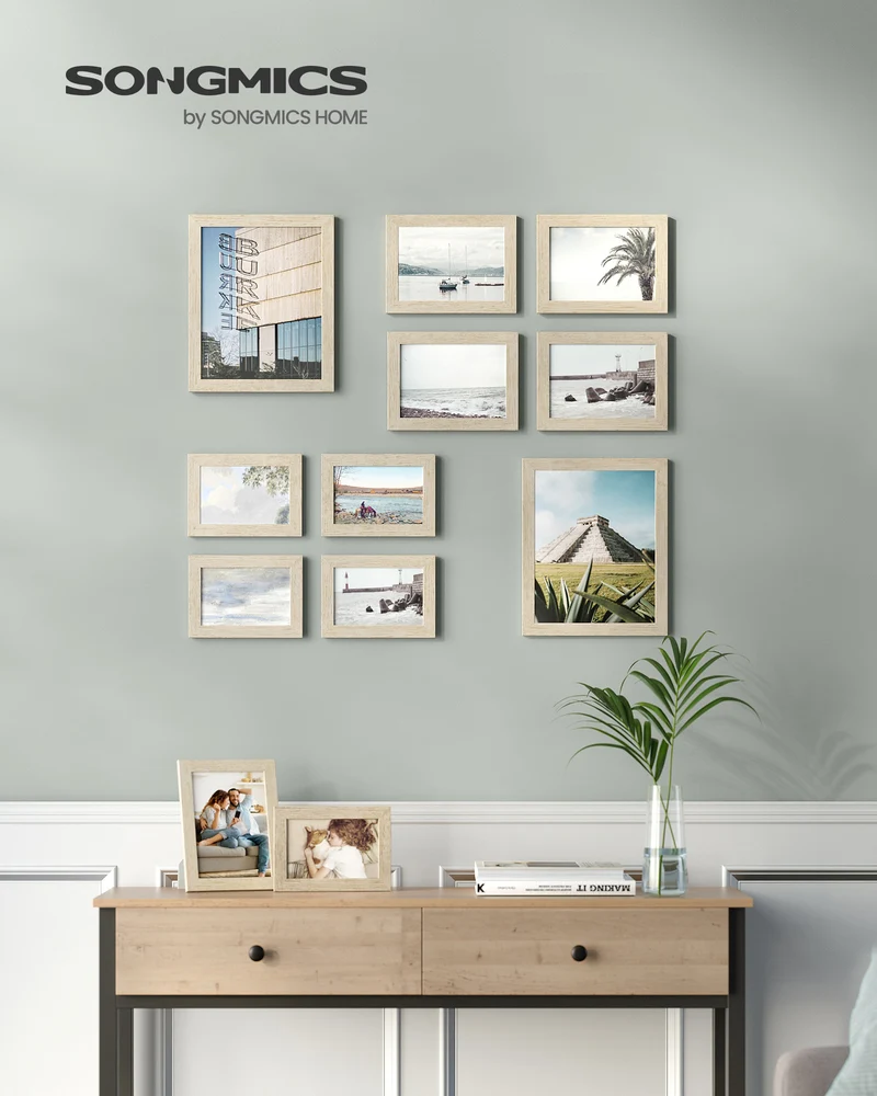 Picture Frames, Collage Picture Frames Set of 10, Two 8x10, Four 5x7, Four 4x6, Photo Frame for Wall Gallery Decor,Natural