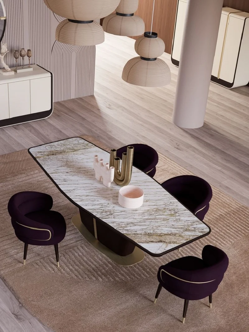 Casa Padrino Luxus Esszimmer Stuhl 6er Set Lila / Schwarz / Beige - Küchen Stühle mit Armlehnen - Esszimmer Möbel - Restaurant Möbel - Hotel Möbel - Luxus Möbel
