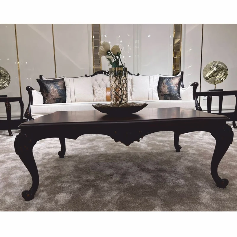 Casa Padrino Luxus Barock Couchtisch Dunkelbraun 120 cm - Barock Möbel