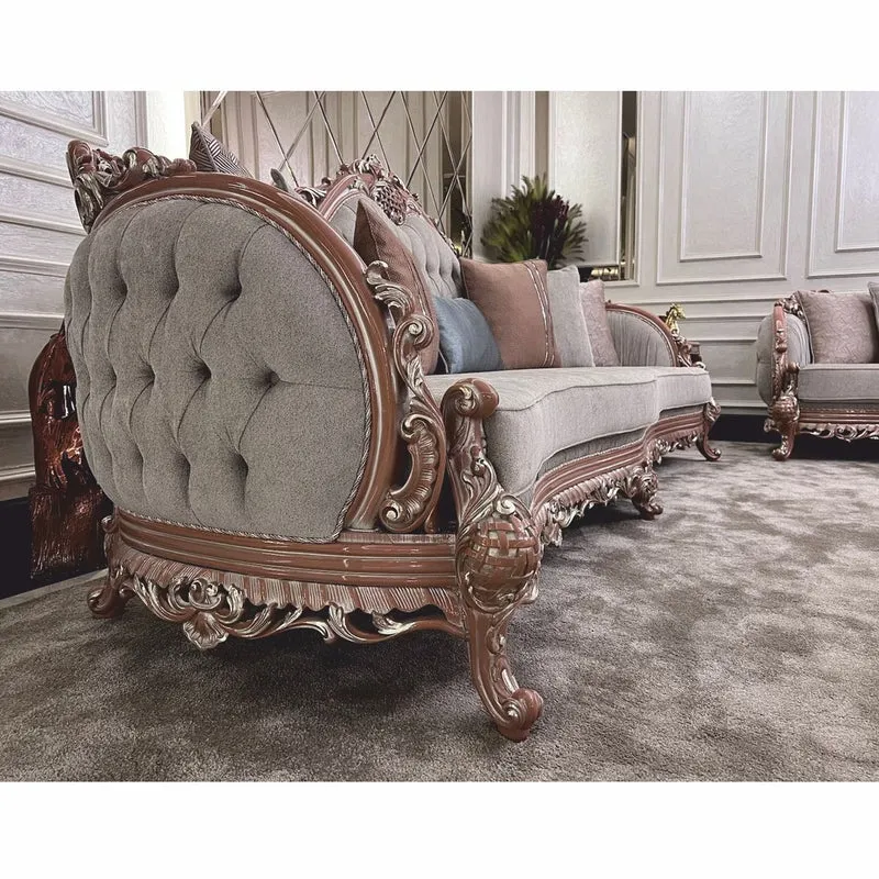 Casa Padrino Luxus Barock Wohnzimmer Sofa Grau / Braun / Silber 295 cm - Barock Möbel