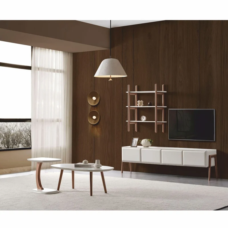 Casa Padrino Luxus TV Schrank mit 4 Türen Weiß / Braun 220 cm - Wohnzimmer Möbel