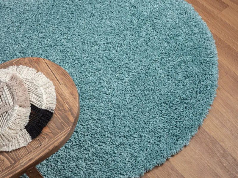 Hochflor Teppich SHAGGY hellblau rund diverse Größen