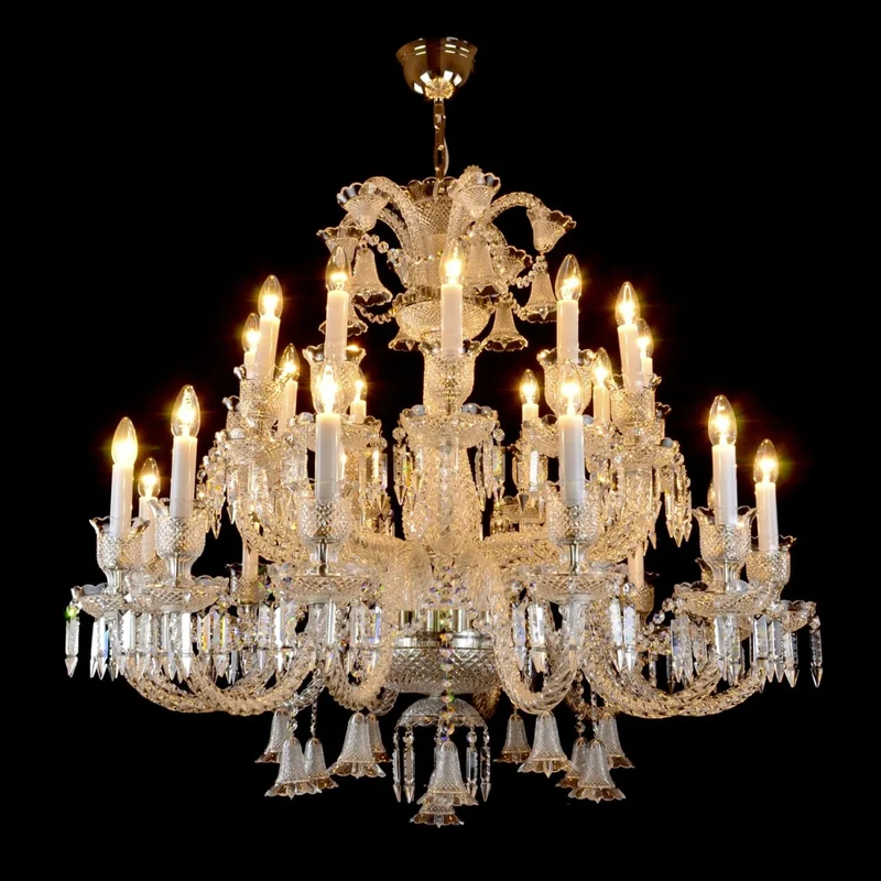 Casa Padrino Luxus Barock Kristall Kronleuchter Silber Ø 105 x H. 98 cm - Prunkvolle Messing Kronleuchter mit böhmischem Kristallglas - Barock Möbel - Edel & Prunkvoll