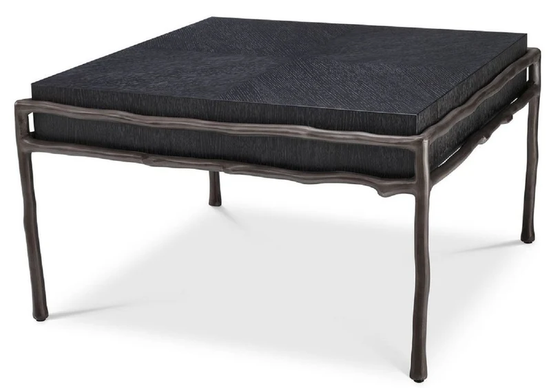 Casa Padrino Luxus Beistelltisch Anthrazitgrau / Bronzefarben 65 x 65 x H. 38,5 cm - Wohnzimmer Möbel - Hotel Möbel - Luxus Kollektion