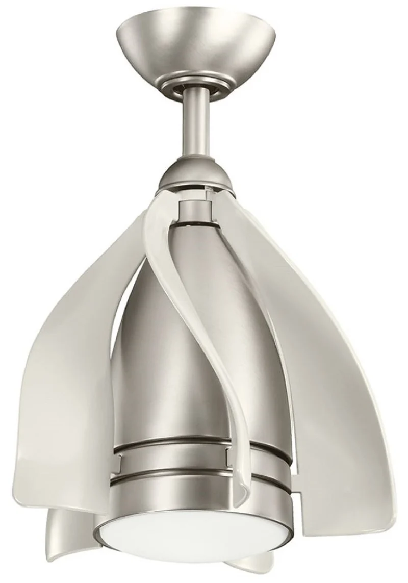 Casa Padrino Designer Deckenventilator mit LED Beleuchtung und Fernbedienung Silber / Champagnerfarben Ø 38 cm - Luxus Qualität