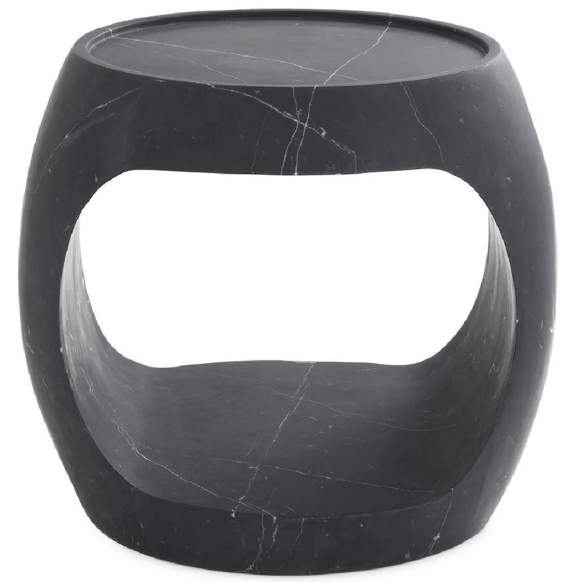 Casa Padrino Luxus Marmor Beistelltisch Schwarz 43 x 36,5 x H. 40,5 cm - Marmor Möbel - Luxus Qualität