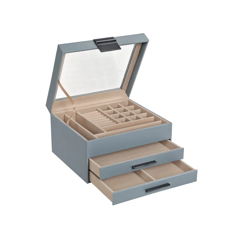 Caja Joyero con Tapa de Cristal