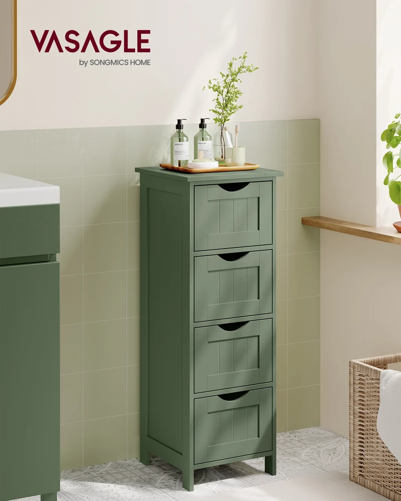 Floor Storage Cabinet, Freestanding Storage Organizer with 4 Drawers, Forest Green