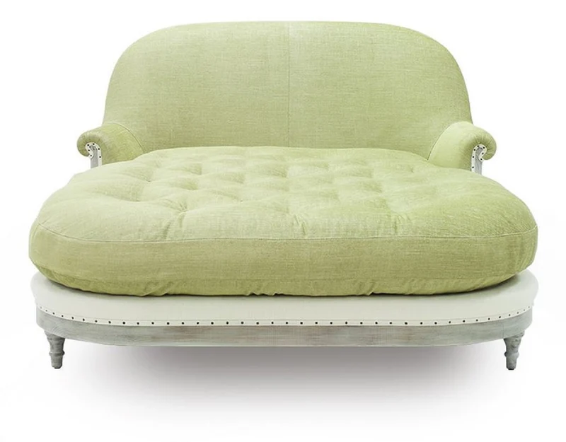 Casa Padrino Luxus Chaiselongue Hellgrün / Weiß / Grau 140 x 185 x H. 91 cm - Wohnzimmer Liegesessel - Recamiere - Wohnzimmer Möbel - Luxus Möbel - Luxus Kollektion