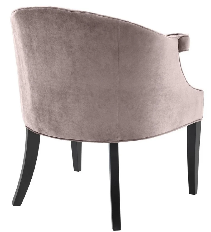 Casa Padrino Luxus Salon Samt Sessel Taupe / Schwarz 70 x 70 x H. 83 cm - Hotel Möbel