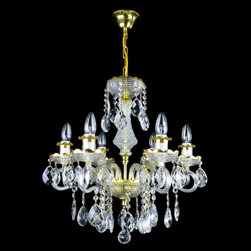 Casa Padrino Luxus Barock Kristall Kronleuchter Gold Ø 50 x H. 54 cm - Prunkvolle Messing Kronleuchter mit böhmischem Kristallglas - Barock Möbel - Edel & Prunkvoll