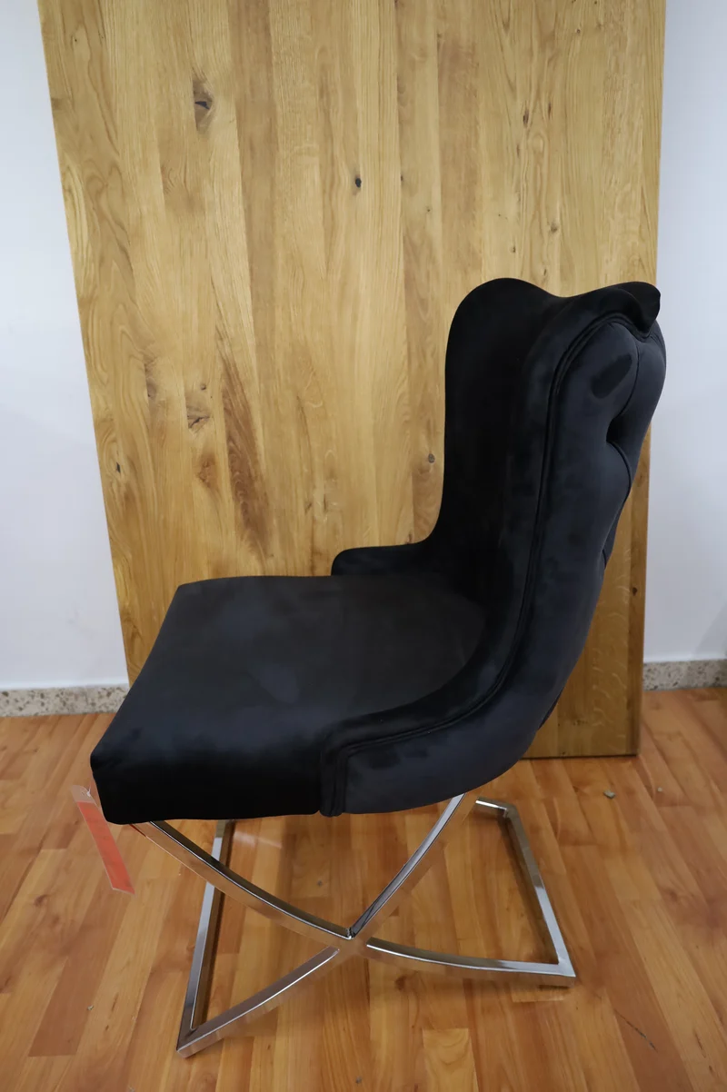 Esszimmerstuhl Stuhl + Samt Stoff + Metall Gestell + Neu auf Lager