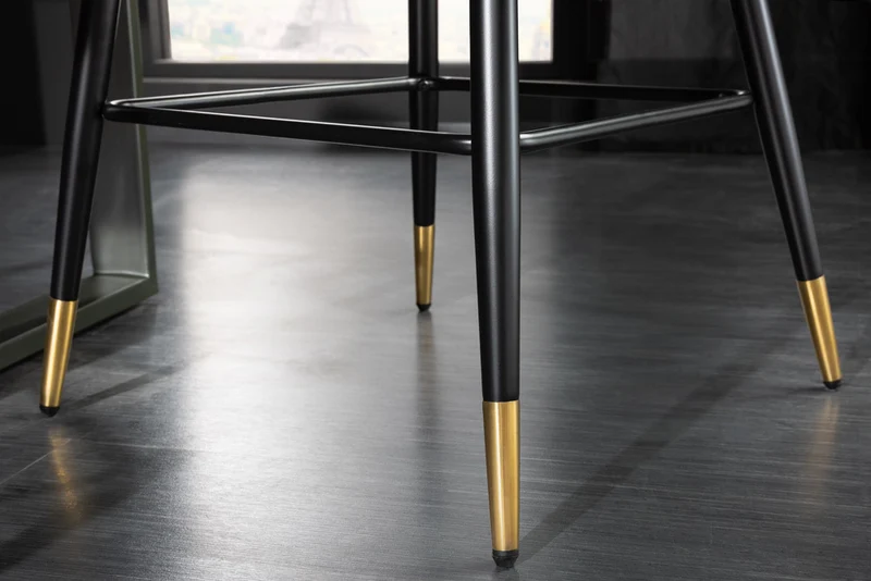 Design Barhocker FRANCE grau-grün Ziersteppung Armlehnen