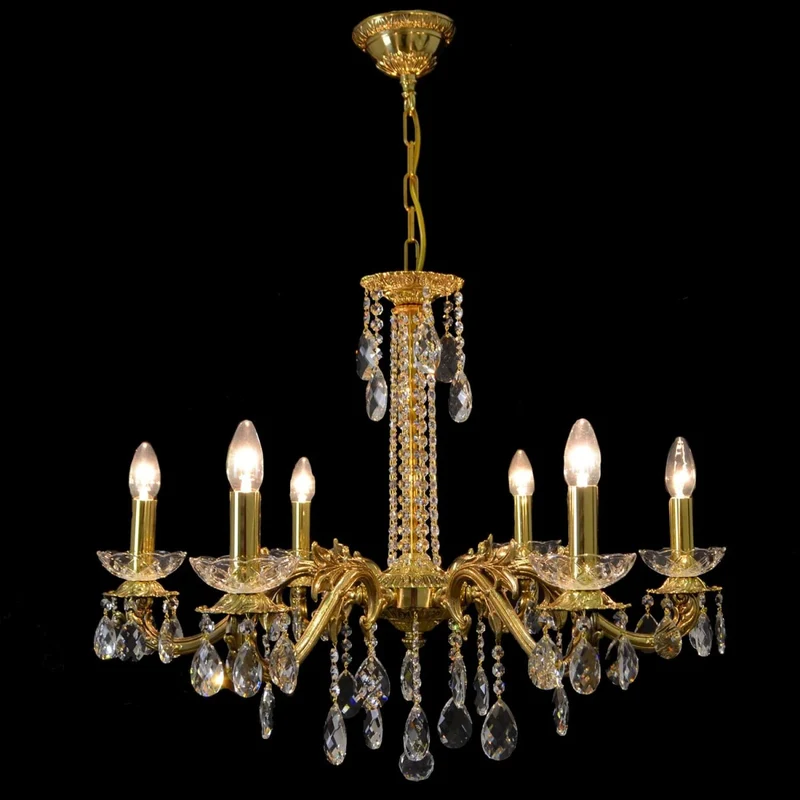 Casa Padrino Luxus Barock Kristall Kronleuchter Gold Ø 73 x H. 59 cm - Prunkvolle Messing Kronleuchter mit böhmischem Kristallglas - Barock Möbel - Edel & Prunkvoll