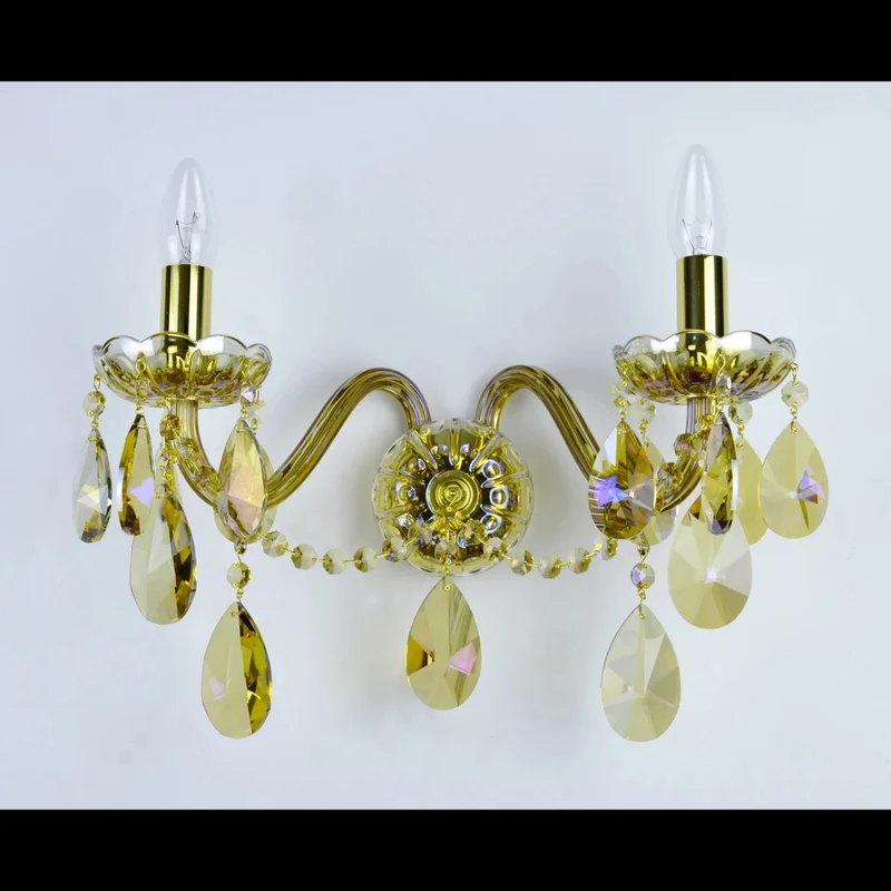 Casa Padrino Luxus Barock Kristall Wandleuchte Gold 38 x 20 x H. 25 cm - Prunkvolle Messing Wandleuchte mit böhmischem Kristallglas - Barock Möbel - Edel & Prunkvoll