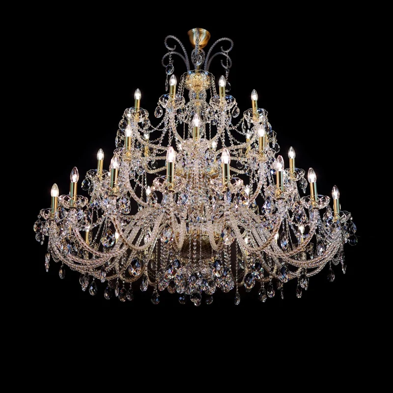 Casa Padrino Luxus Barock Kristall Kronleuchter Gold Ø 160 x H. 160 cm - Prunkvolle Messing Kronleuchter mit böhmischem Kristallglas - Barock Möbel - Edel & Prunkvoll
