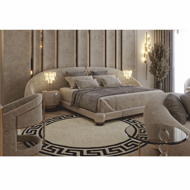 Casa Padrino Luxus Doppelbett Grau / Gold - Hotel & Schlafzimmer Möbel