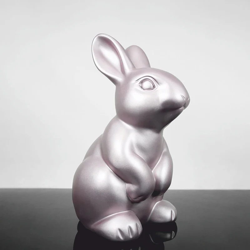 Casa Padrino Deko Figur Hase / Osterhase Silber H. 45 cm - Oster Deko Accessoires