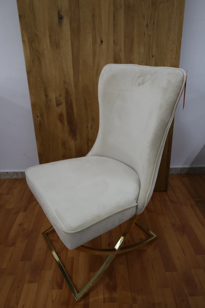 Esszimmerstuhl Stuhl + Samt Stoff + Metall Gestell + Neu auf Lager