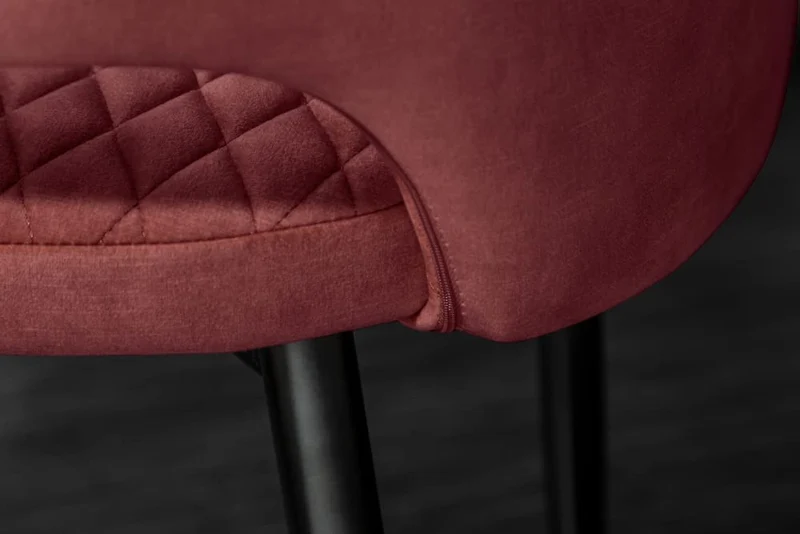 Design Stuhl FRANCE Samt rot Ziersteppung Armlehnen