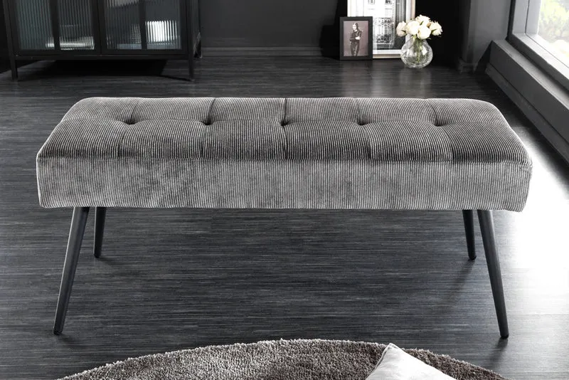 Moderne Sitzbank BELLE 100cm dunkel-grau Cord