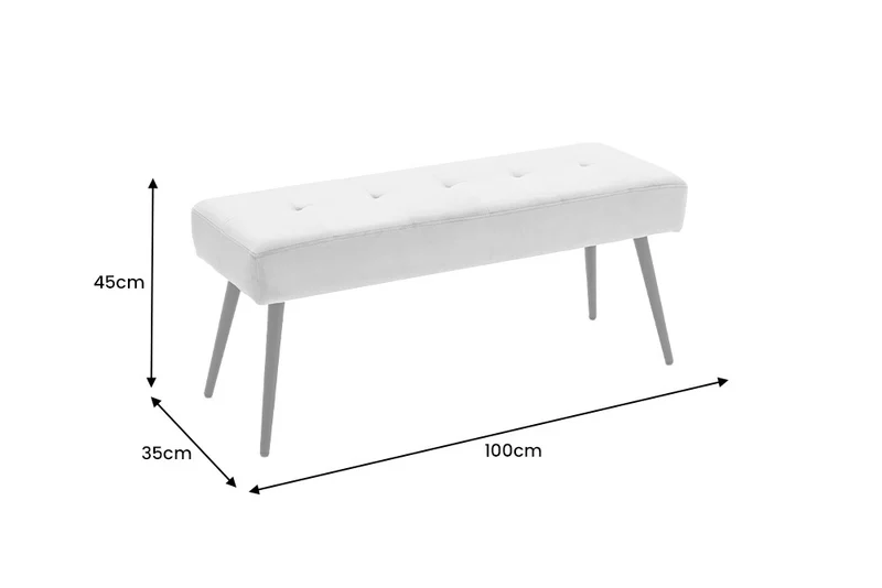 Moderne Sitzbank BELLE 100cm dunkel-grau Samt