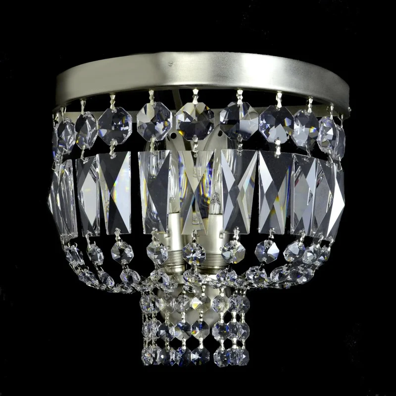 Casa Padrino Luxus Barock Kristall Kronleuchter Silber Ø 25 x H. 15 cm - Prunkvolle Messing Kronleuchter mit böhmischem Kristallglas - Barock Möbel - Edel & Prunkvoll